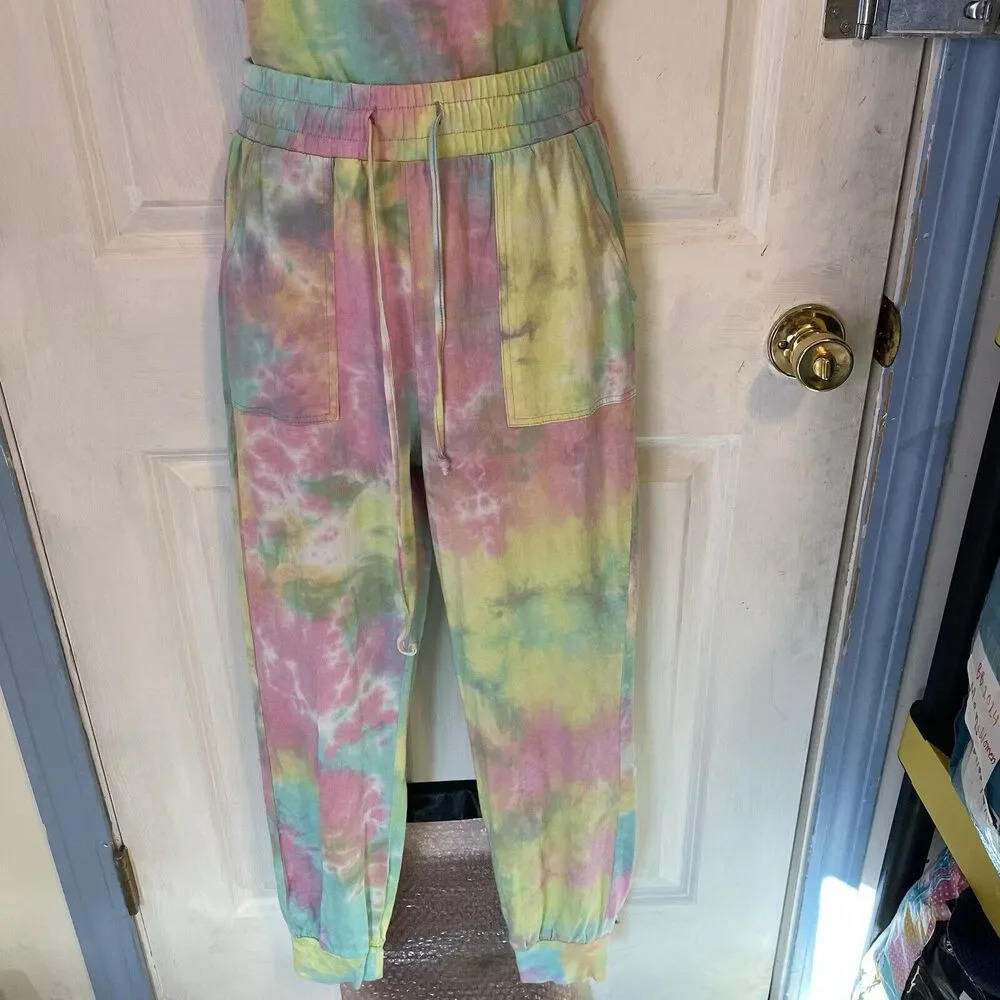 Y2K 1Piece Joggers Jumpsuit Women S Babydoll Tie Dye Boho Stretch Comfort Pocket - Picture 9 of 10